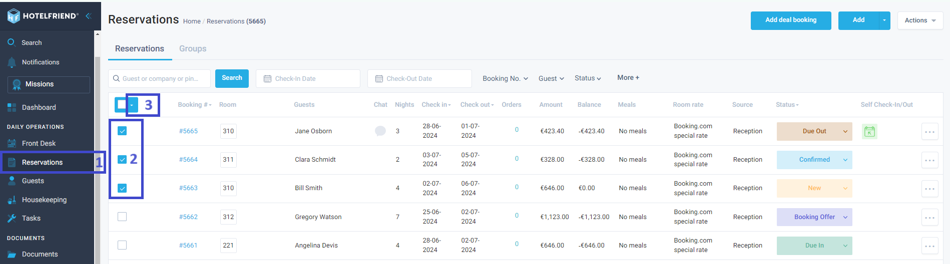 Here is how to cancel reservations in bulk