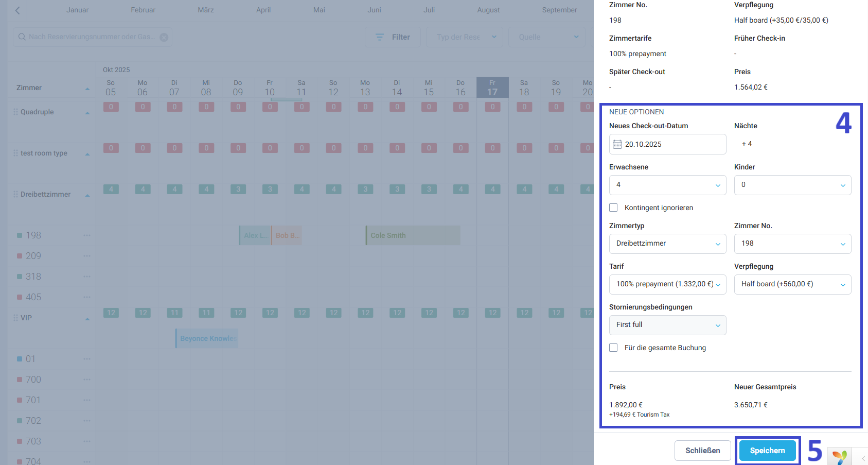Passen Sie das Check-in-/Check-out-Datum und ggf. weitere Details an.