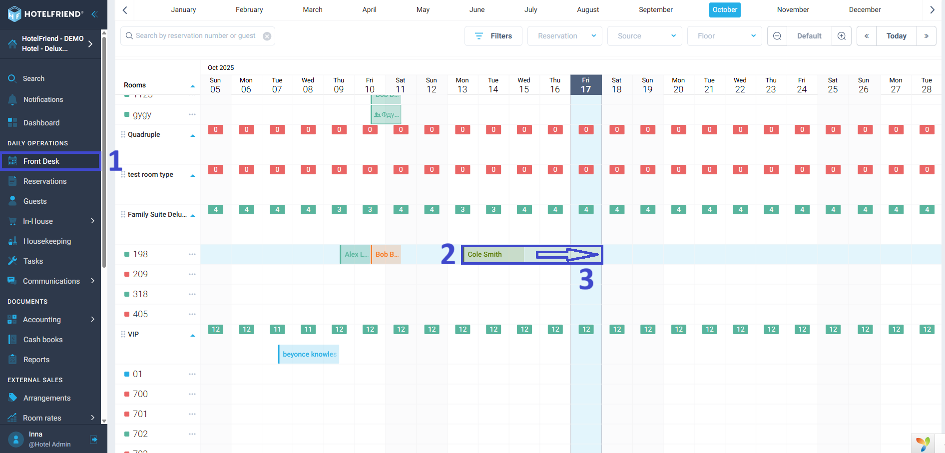 Extending a reservation via Front Desk