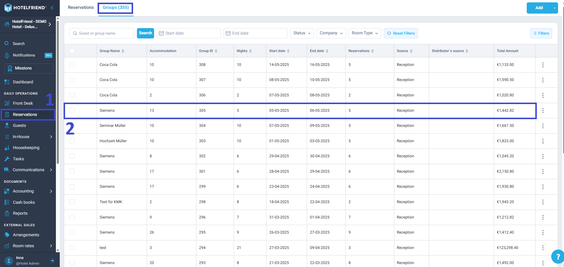 Moving reservations between groups