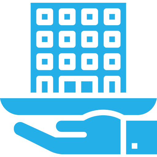 Hotels overview at hand icon