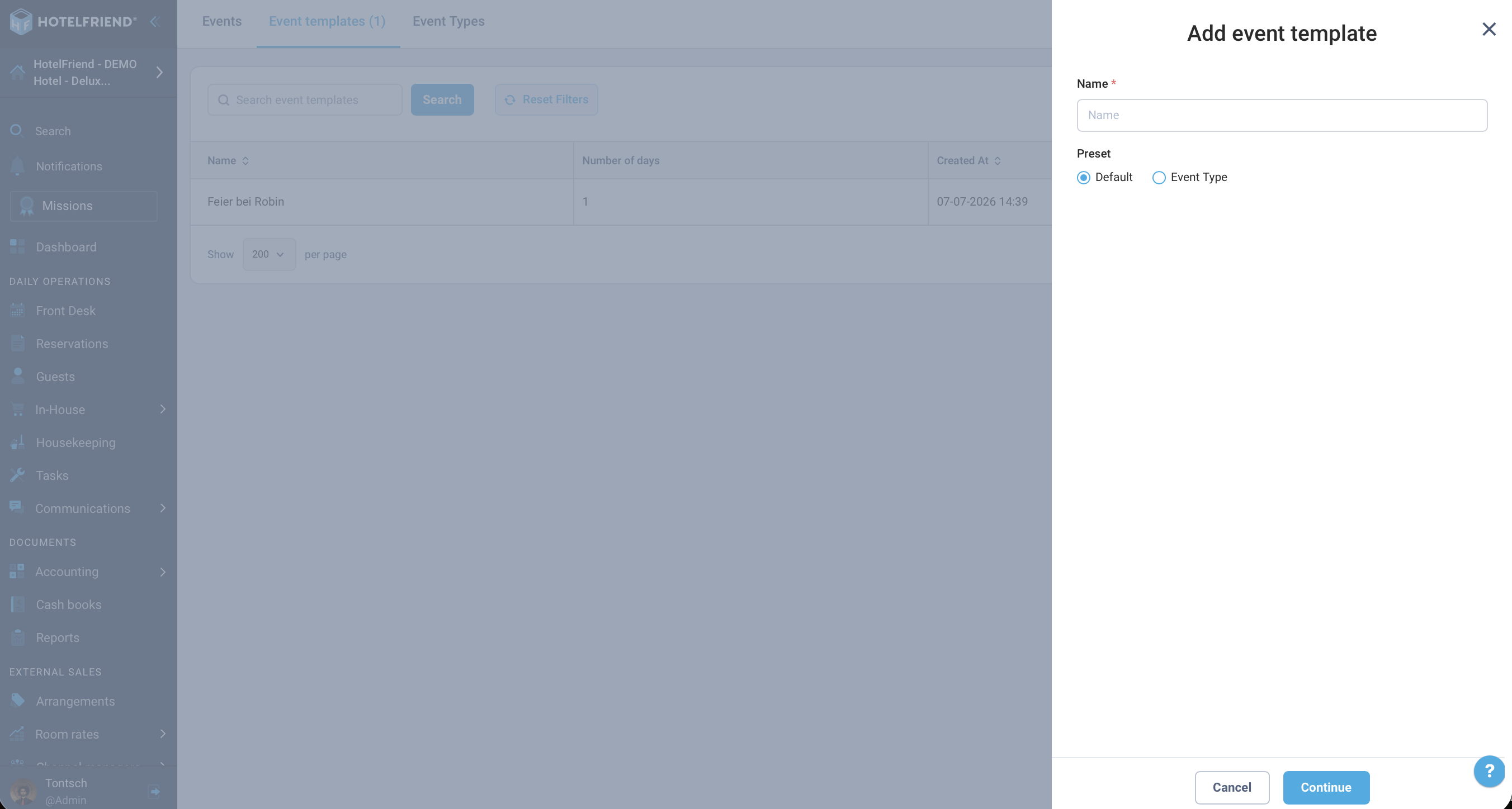 Creating a new Event Template