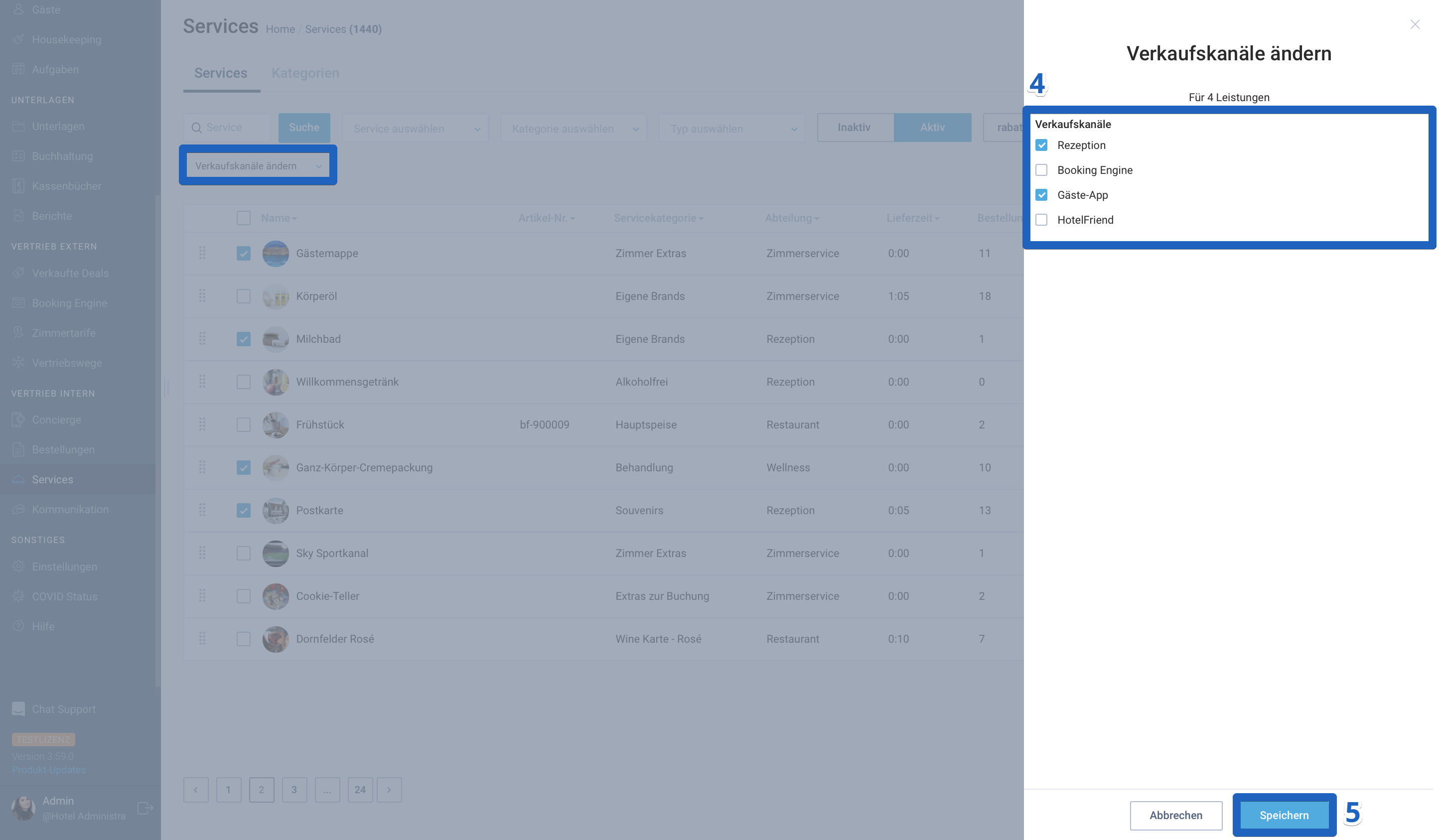 How to disable selling a service on a selected channel
