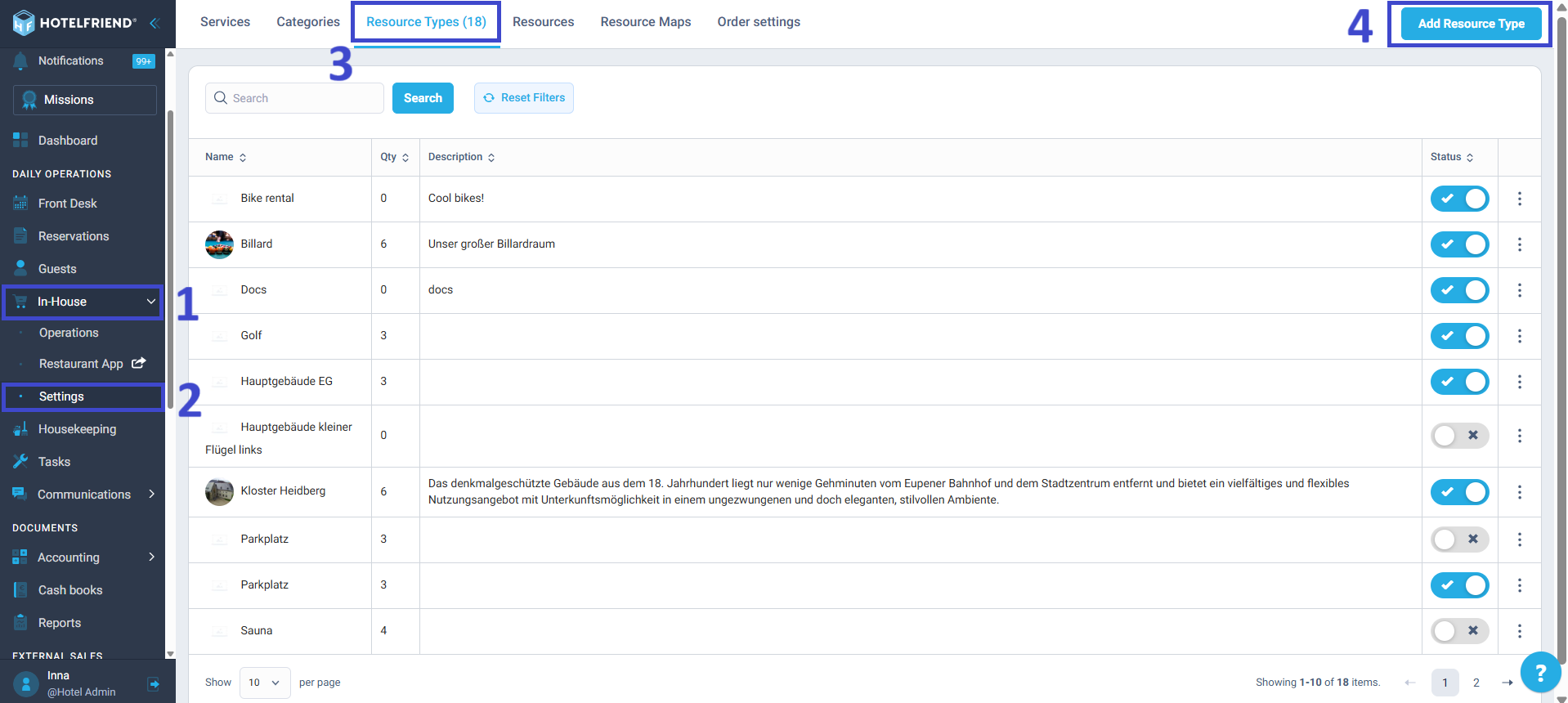 How to set up Resource Types for your hotel