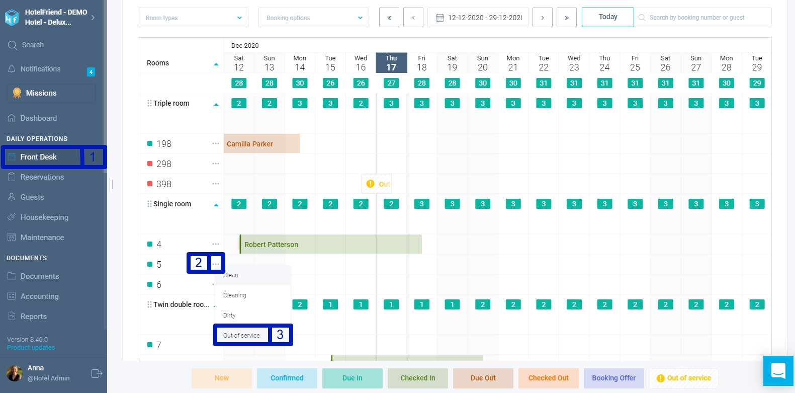 How to set up Out of Service status
