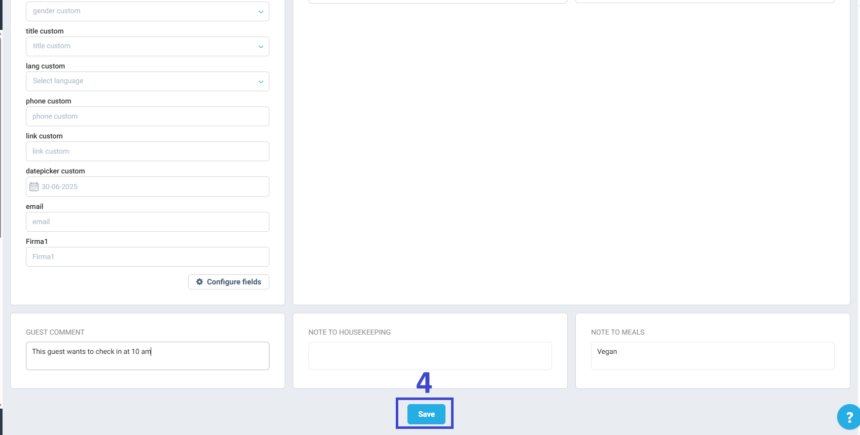 Click Save to store the guest profile.