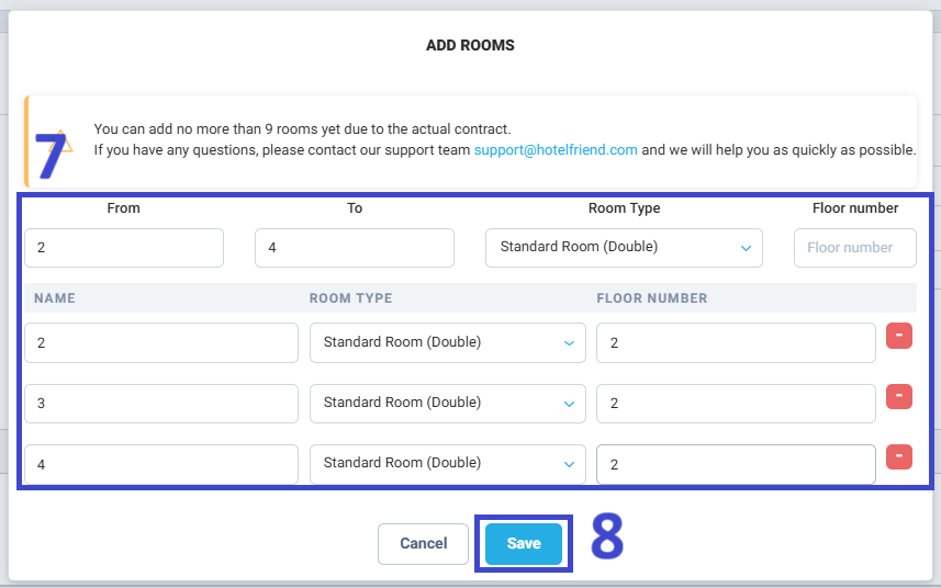 Enter the number of rooms that correspond to this Room Type.