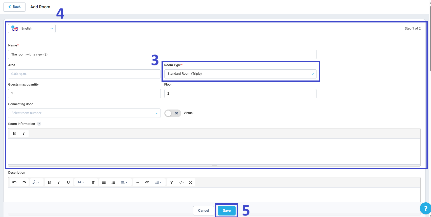 Assign the room to the relevant Room Type.
