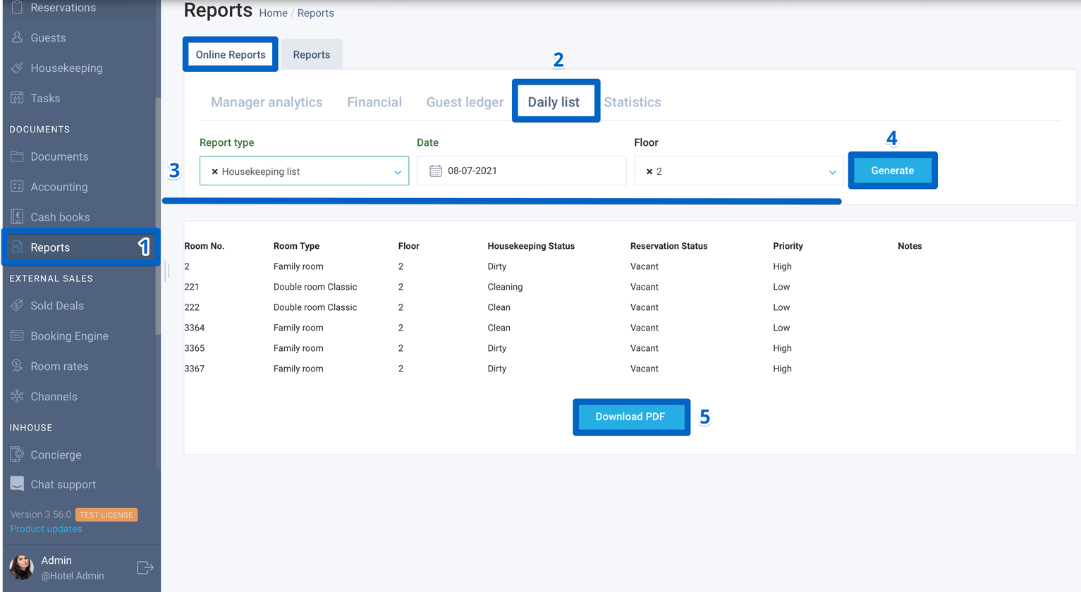 How to form a housekeeping list in the real-time