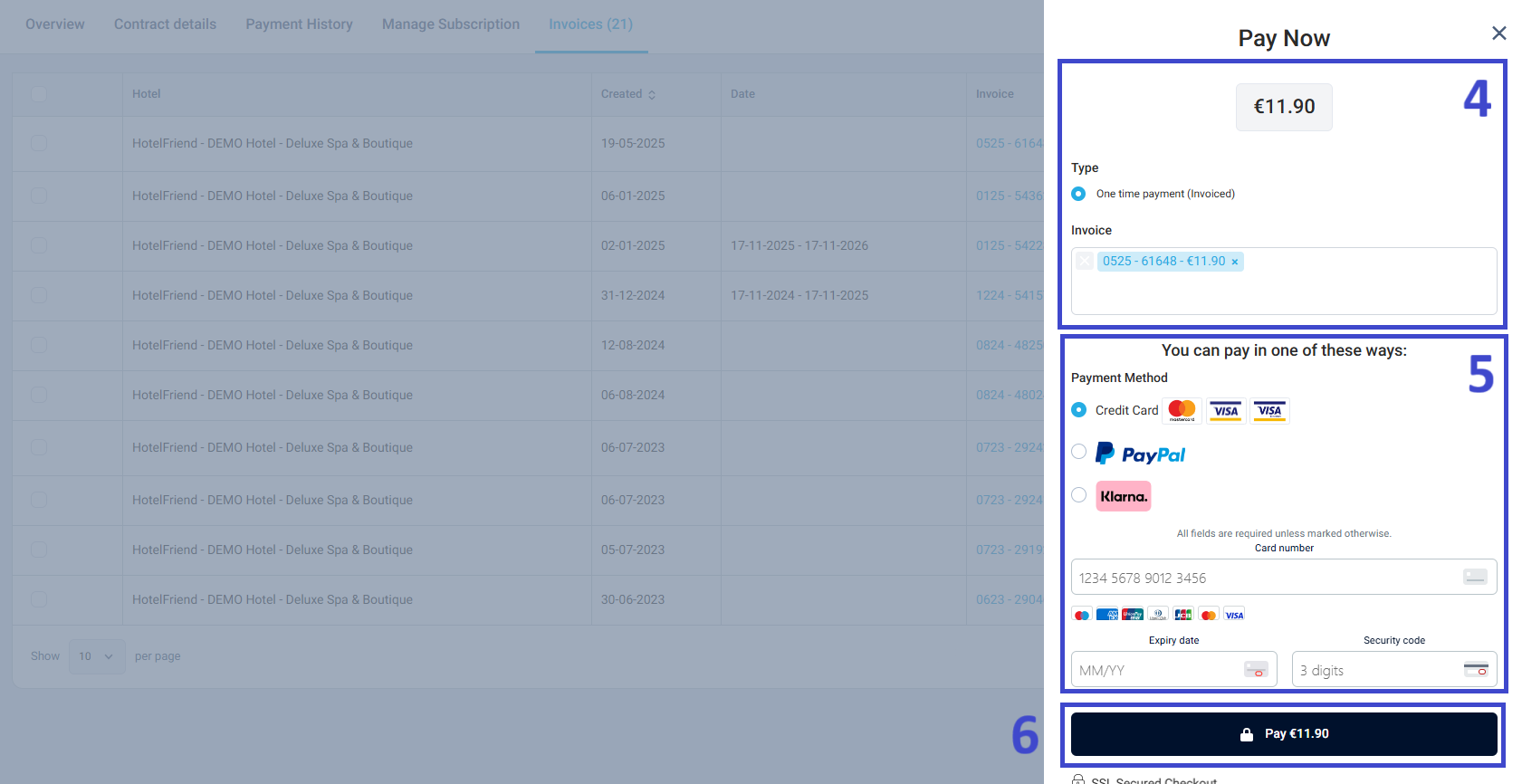 In the opened window, review the details and choose your preferred payment method