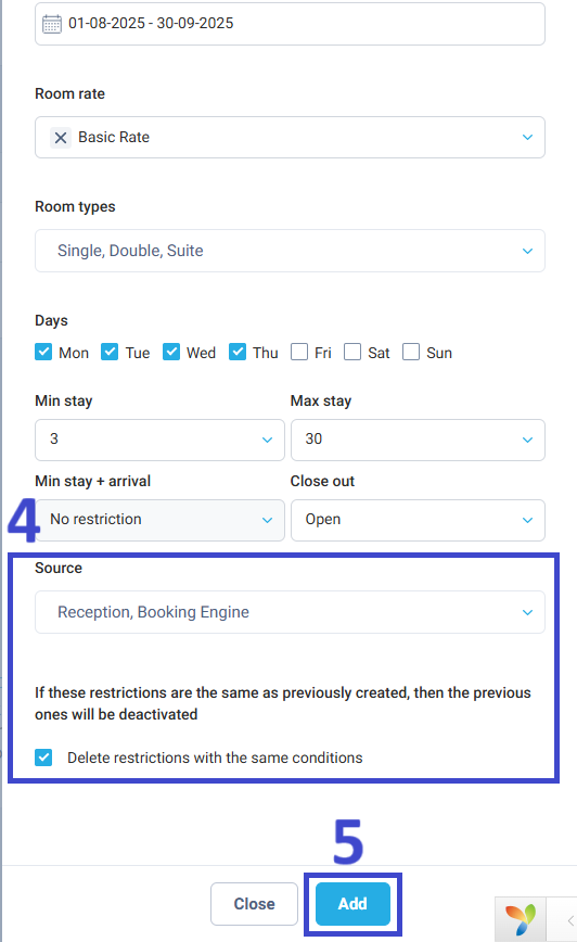 Click to save the restriction.
