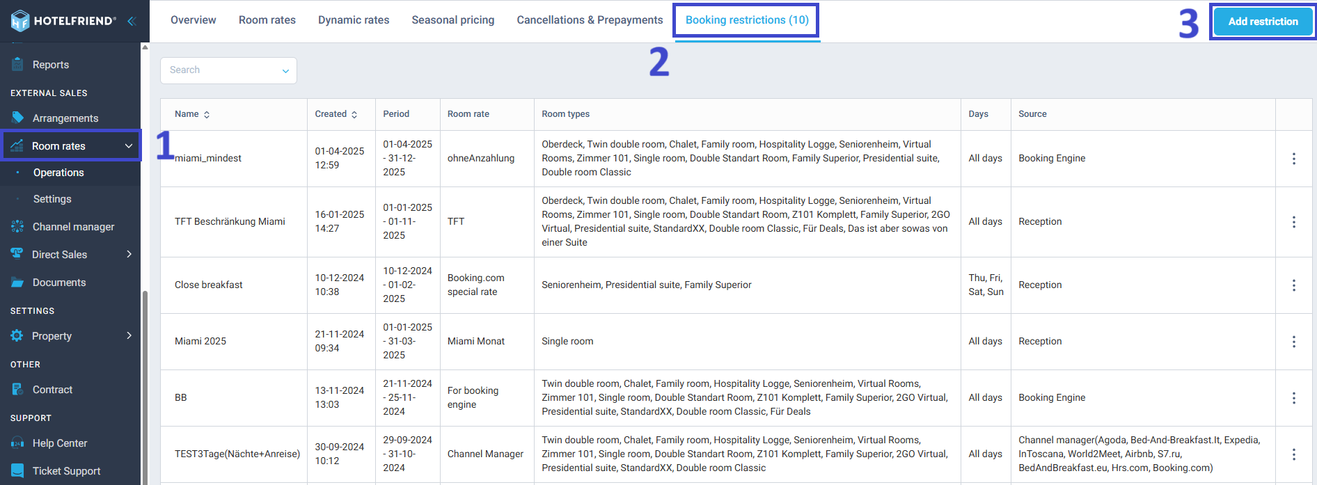 How to add a booking restriction