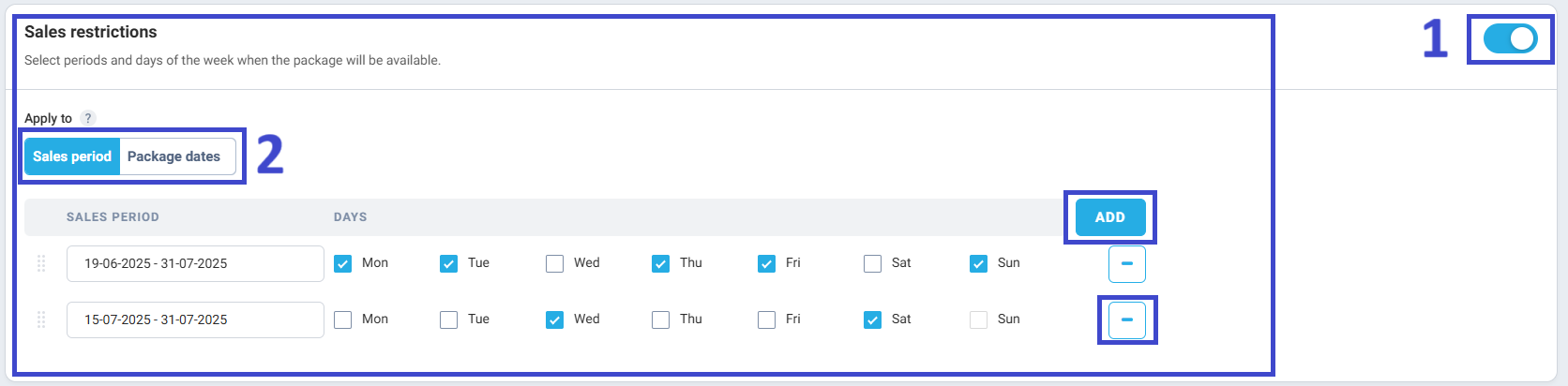 Setting availability