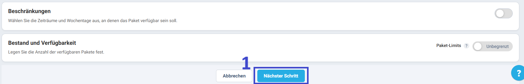 Abschluss des Pakets