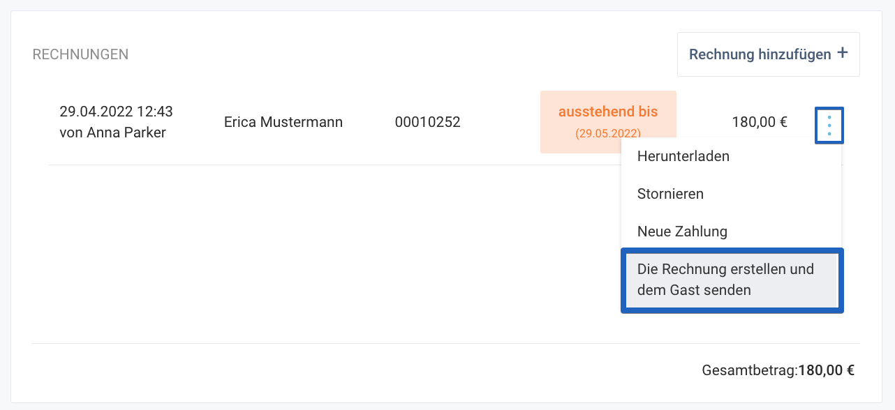 Verarbeitung von Zahlungen für Reservierungen, die über die Booking Engine getätigt wurden