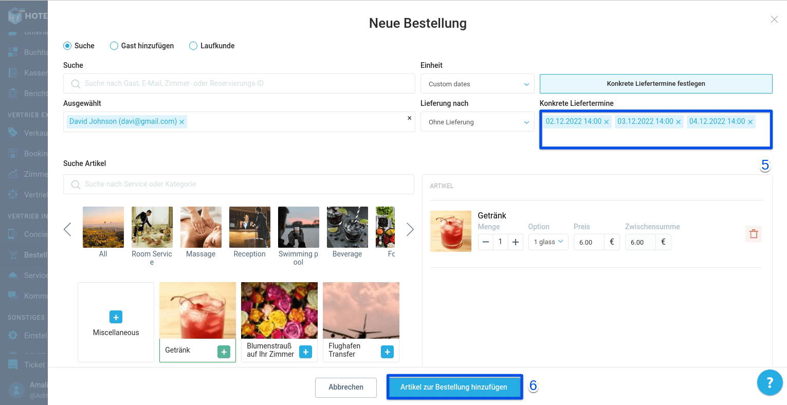 Überprüfen Sie die Informationen und klicken Sie auf “Artikel zur Bestellung hinzufügen”.