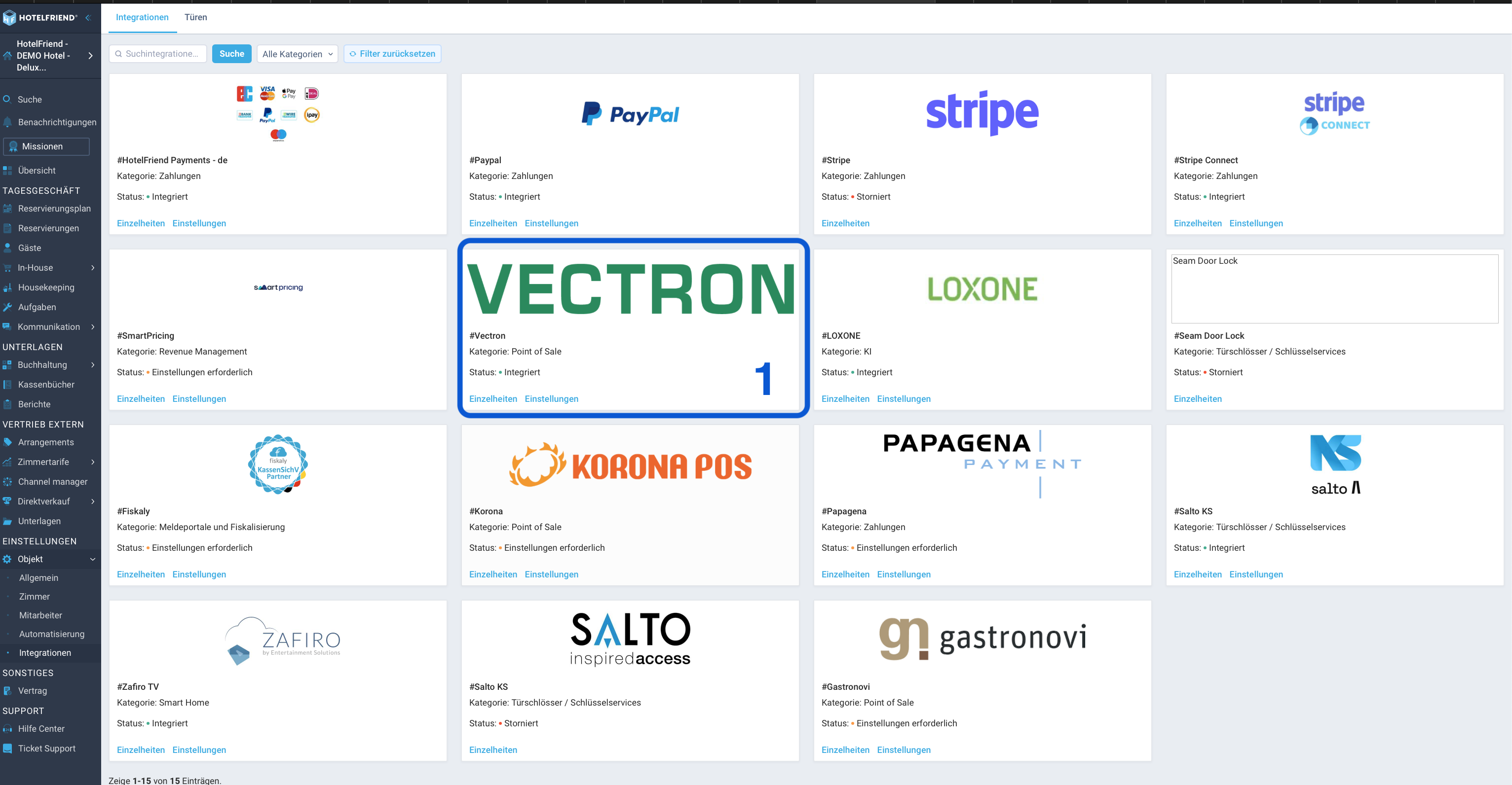 Select Vectron Integration from the list.