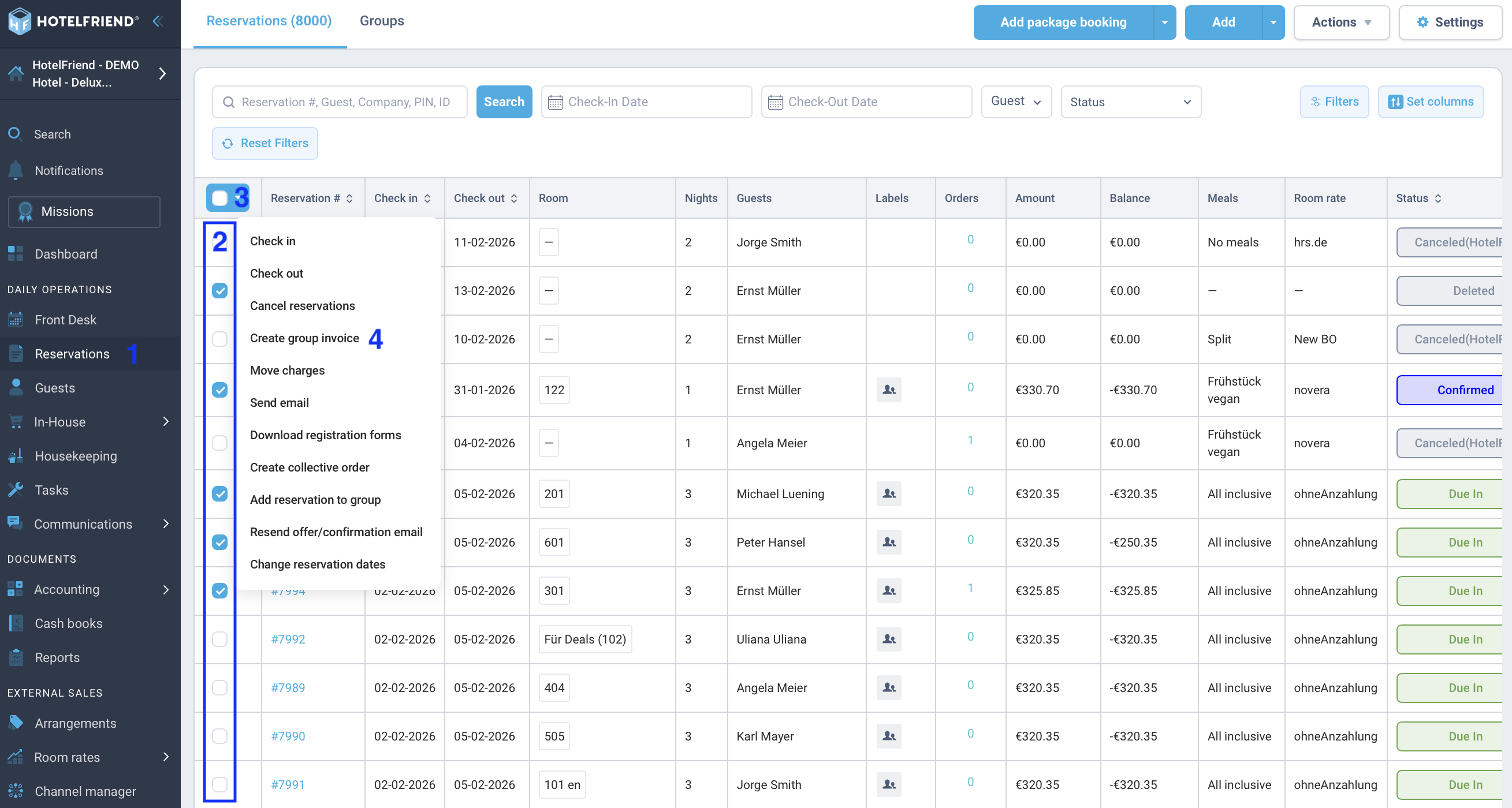 Create group invoice from reservations