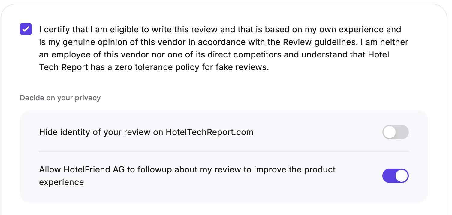Confirm your experience