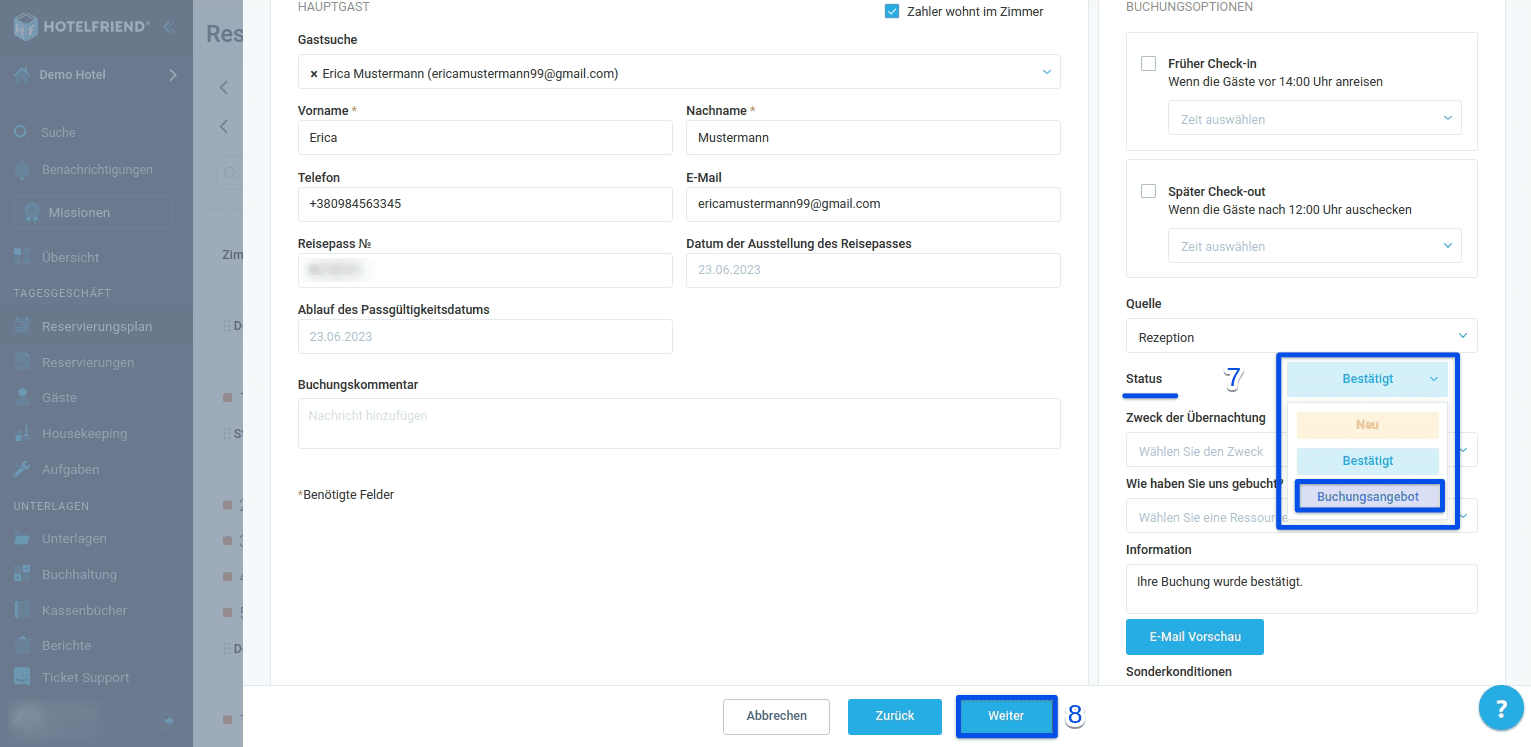 Wie Sie ein Buchungsangebot erstellen können