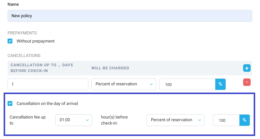 Cancellation on the day of arrival