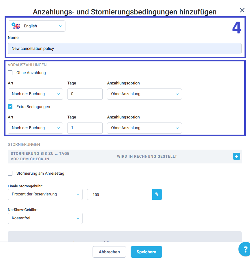 Anzahlungsbedingungen