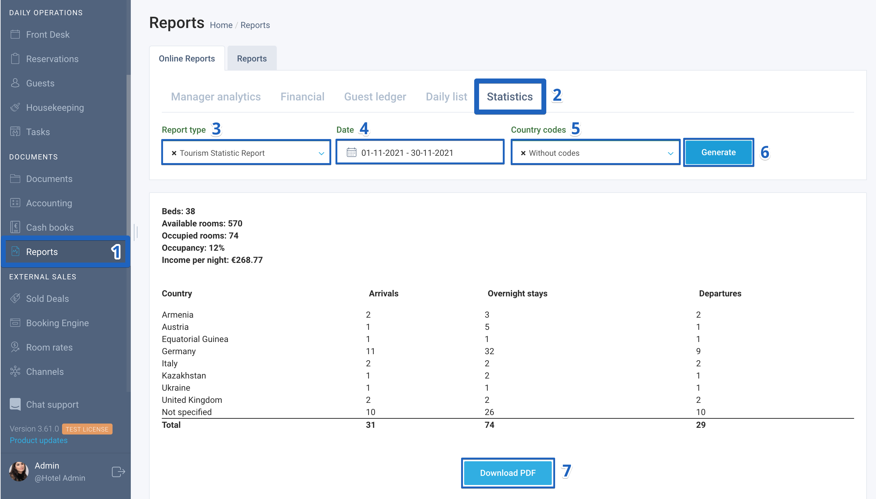 How to add Tourism Statistic Report