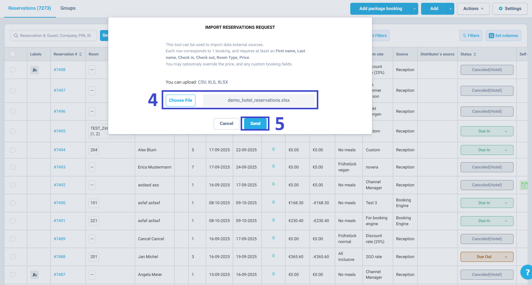 Click Upload file and select your file in CSV, XLS, or XLSX format.