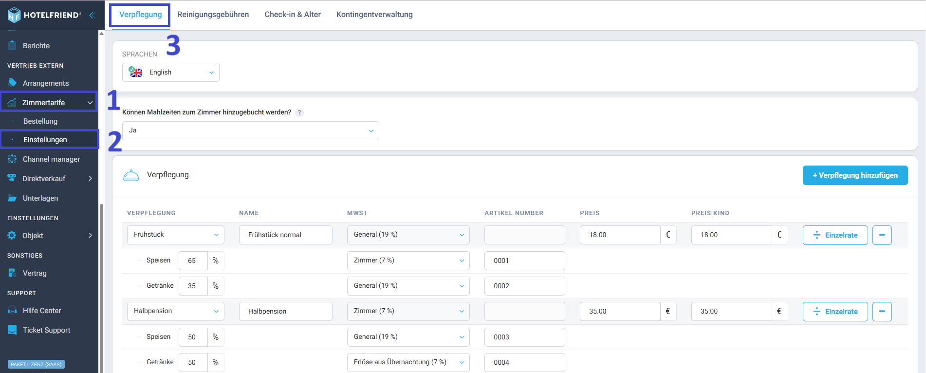 So teilen Sie die Mehrwertsteuer für Verpflegung auf