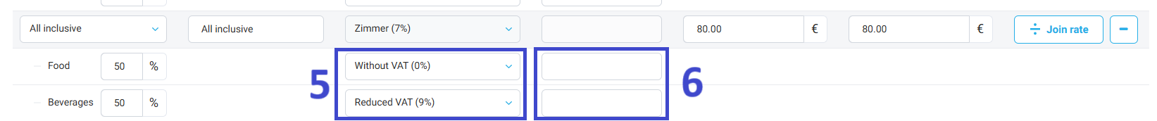 If required, enter the Article Number for each tax rate.