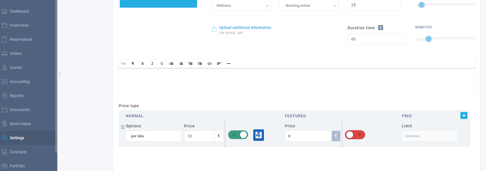 At the bottom of the page in the field “Price type” in the section “Normal” move on the switch (it has to be green).