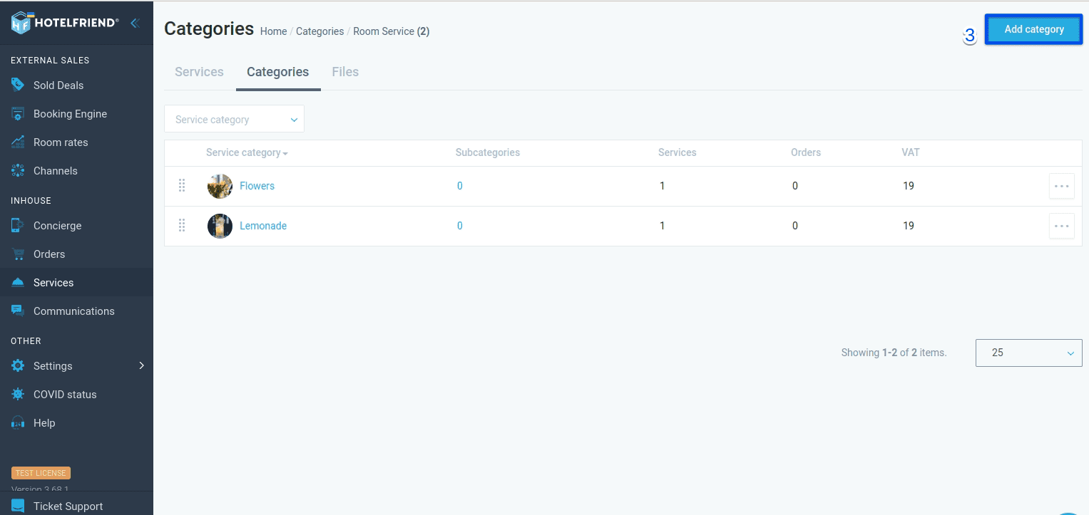 Click Add category in the upper right corner.