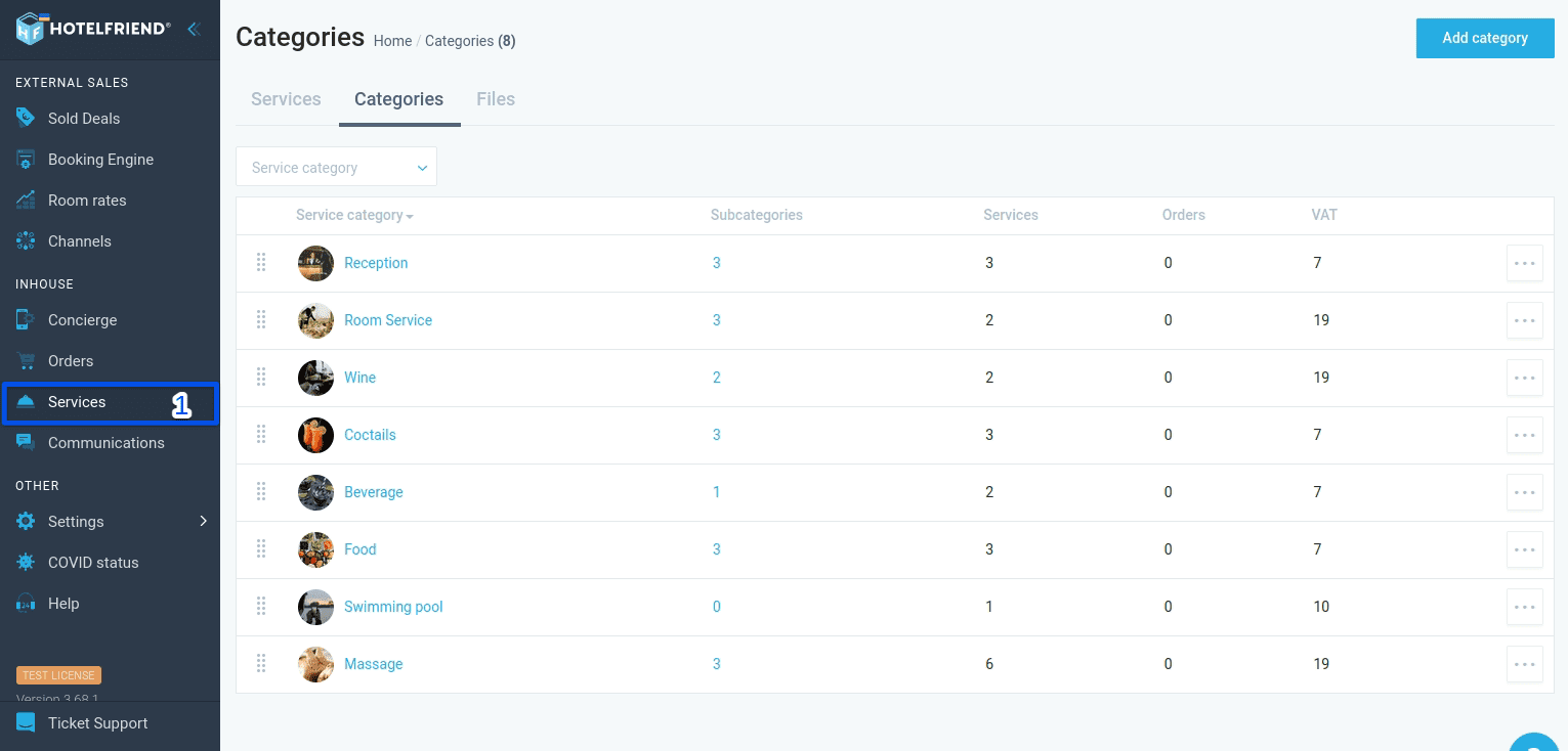Select Services in the menu on the left