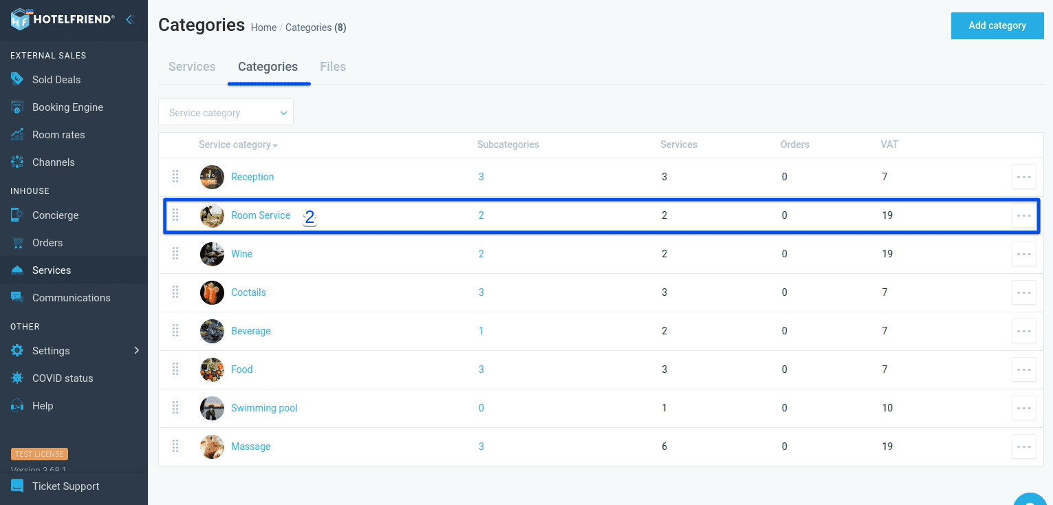 Select the Categories tab and then choose the category that you want to add to a subcategory.