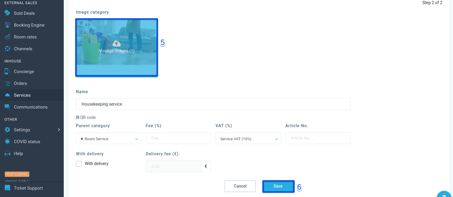 Upload photos for the subcategory by clicking Manage images.