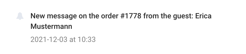 New message on the order from the guest