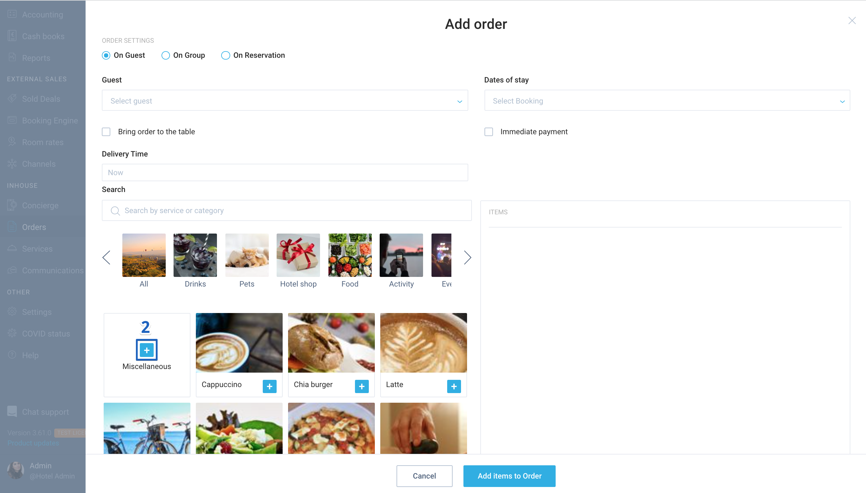 How to add Miscellaneous service order