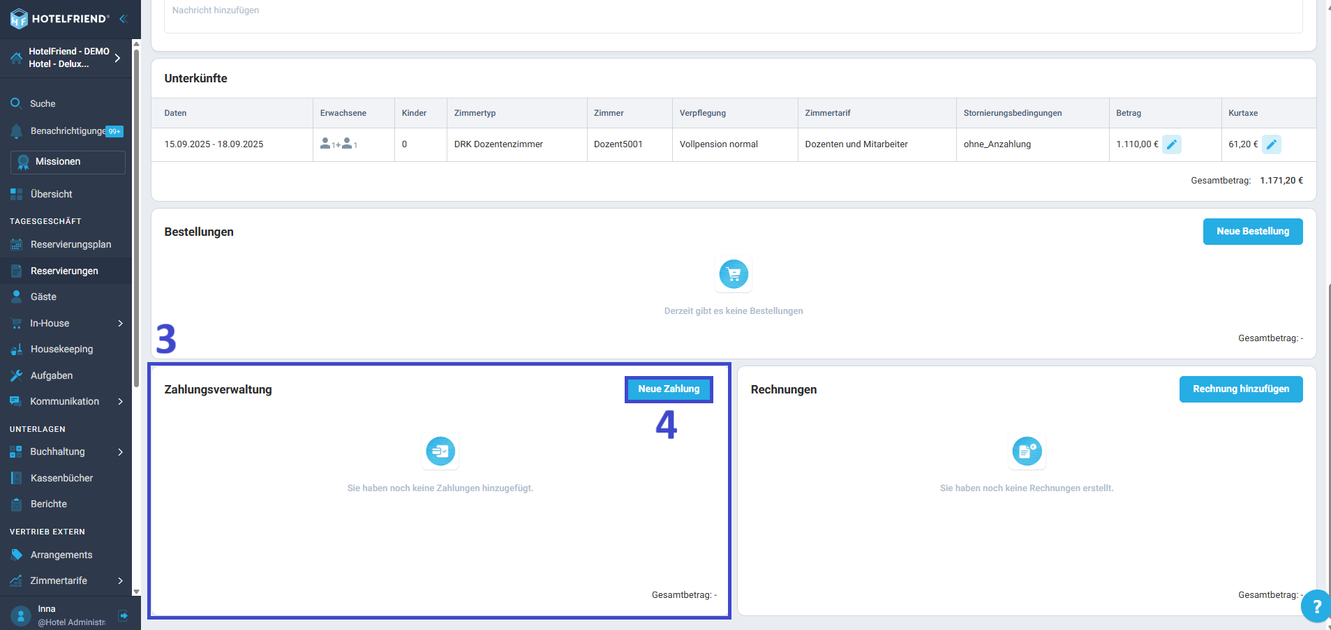Klicken Sie auf Neue Zahlung.