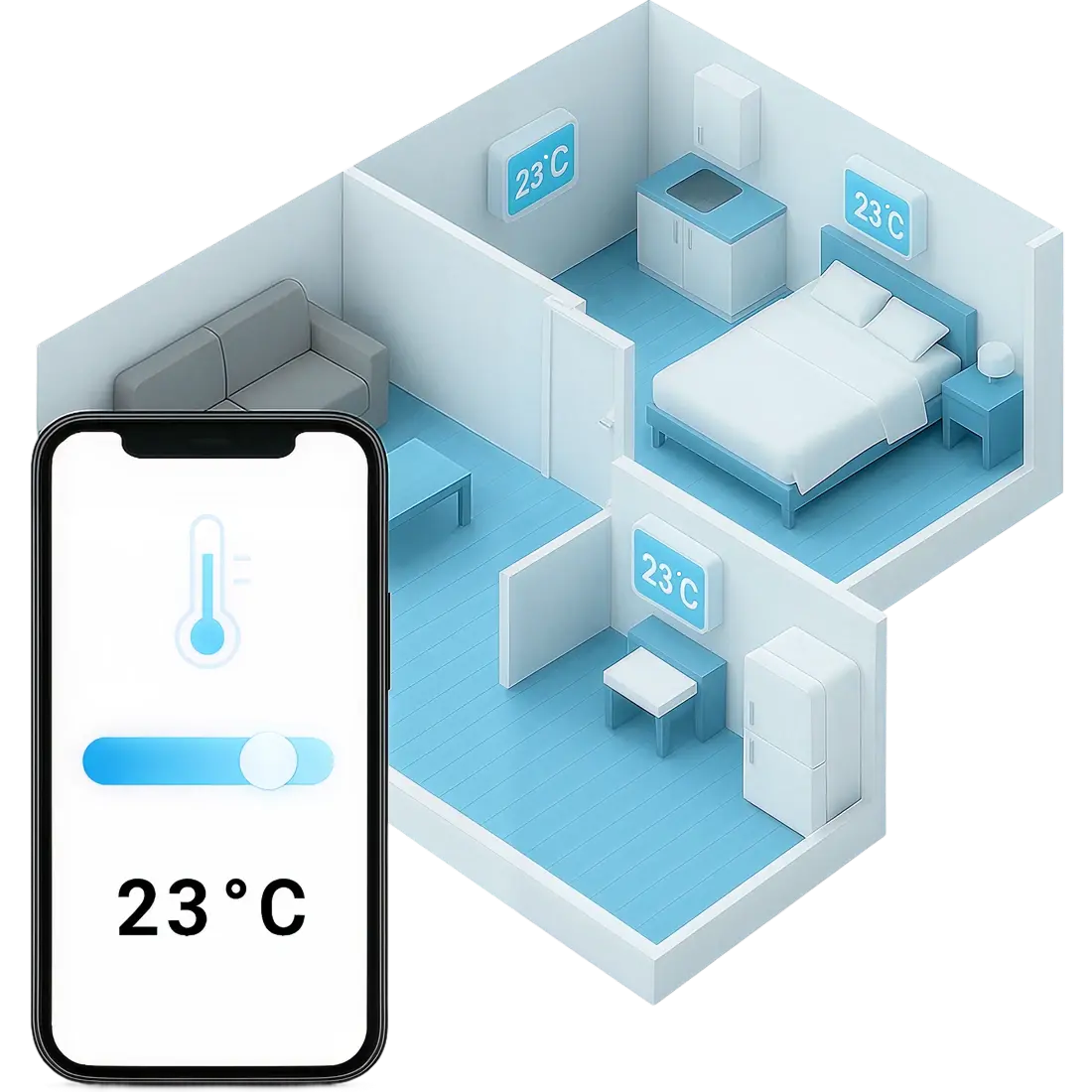 Fine-tune the temperature in any zone of the room with an intuitive slider.
